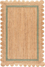 SAFAVIEH Area Rug 5x8 - Natural Fiber Collection - Natural & Light Green, Handmade Jute, Ideal for Living Room, Bedroom, Dining Space (NF896W)