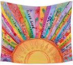 WARDOS Colorful Boho Sun Tapestry, Motivational Sunshine Tapestry Wall Hanging, Boho Abstract Sun Sunshine Wall Blanket Decor for Home Living Room Bedroom, 50x60 Inch