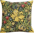 Charlotte Home Furnishings Throw Pillow Covers Decorative Boho Pillow Cover for Couch Living Room Golden Lily Black Square Cushion Cases 18x18 in European Cotton Jacquard Woven Cozy Bedroom Decor