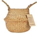 Basket Planter for Indoor Plants – 7 Inch Small Woven Wicker Pot for Olive Tree, Faux Plants, or Snake Plant, Handwoven Seagrass Basket with Handles (Original, Small)