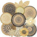 Xuhal 15 Pcs Boho Wall Basket Decor Handcrafted Seagrass Woven Wall Basket Rustic Round Woven Hanging Art for Home Farmhouse Kitchen Table Living Room(Mixed Colors Style)