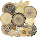 Xuhal 15 Pcs Boho Wall Basket Decor Handcrafted Seagrass Woven Wall Basket Rustic Round Woven Hanging Art for Home Farmhouse Kitchen Table Living Room(Mixed Colors Style)