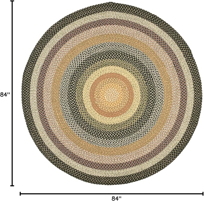 SAFAVIEH Washable Rug Outdoor Braided Collection - 7' Round, Multi, Handmade & Reversible, Non-Shedding & Easy to Clean, Ideal for Patio, Backyard, Mudroom (BRD308A)