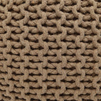 REDEARTH · Round Pouf Ottoman - Hand Knitted Cable Boho Poof Home Décor Pouffe Circular Footrest for Living Room - Nursery - Bedroom - Lounge 100% Cotton (19.5”x19.5”x14”) - Beige, Set of 2