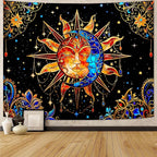 Spenlife Celestial Sun and Moon Tapestry Cosmic Tapestry for Bedroom Astral Tapestries Wall Hanging Bedroom Living Room Wall Art and Home Decor 70x90 Orange