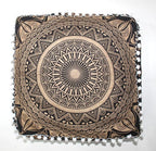 CRAFT KALA 16" Square Large Hippie Mandala Meditation Floor Ottoman Pillow Cushion Pouf Cover Square Poufs Bohemian Circle Floor Cushion Case Outdoor Fireplace Yoga Living Room Decor Cover Black Gold
