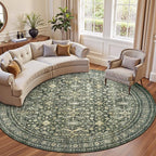 Lofus 6ft Area Rugs for Living Room, Green Washable Area Rug with Non-Slip Backing,Soft Boho Carpets for Bedroom Dining Room Home Office Indoor Nursery