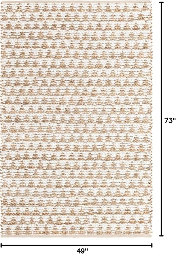 Unique Loom Chindi Jute Collection Area Rug (4' 1" x 6' 1" Rectangle, White/ Natural)