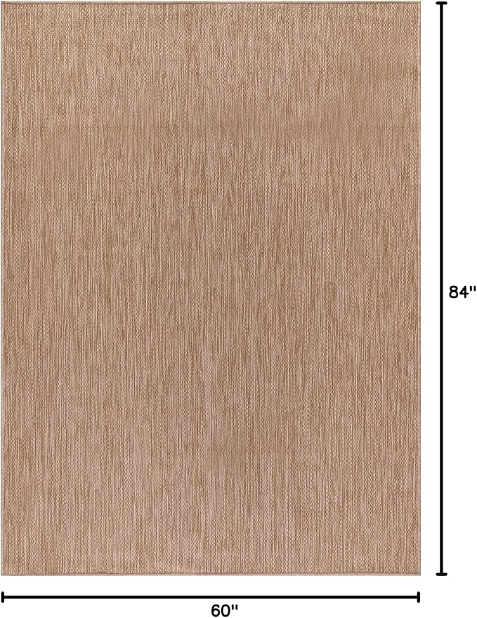 Washable Indoor Outdoor Rug 5x7 Weather Resistant Area Rugs Modern Solid Jute Rug for Porch Deck Balcony Backyard Patio Outside Carpet (5 X 7 Jute Beige)