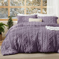 Bedsure Tufted Boho Comforter Set Queen Size - Grayish Purple Boho Bed Set, GentleSoft™ 3 Pieces Farmhouse Shabby Chic Embroidery Bedding, Gifts for Woman, Jacquard Queen Comforter for All Seasons
