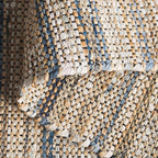 SAFAVIEH Cape Cod Collection Area Rug - 6' x 9', Blue & Beige, Handmade Denim & Jute, Ideal for The Living Room, Dining, Bedroom (CAP153M)