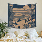 XLDLIOO Beach Coastal Trendy Wall Tapestry, Retro Surfing Summer Ocean Wall Tapestry Hanging for Bedroom Beach House, Beachy Ocean Tapestries Wall Decor Art for Dorm Living Beachy Room 50x60in