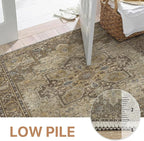 GENIMO 2x8 Runner Rugs for Hallway, Machine Washable Non Slip Vintage Rugs, Low Pile Lightweight Soft Print Rug for enrtyway, Corridor, Home Office, Kitchen, Rustic Brown