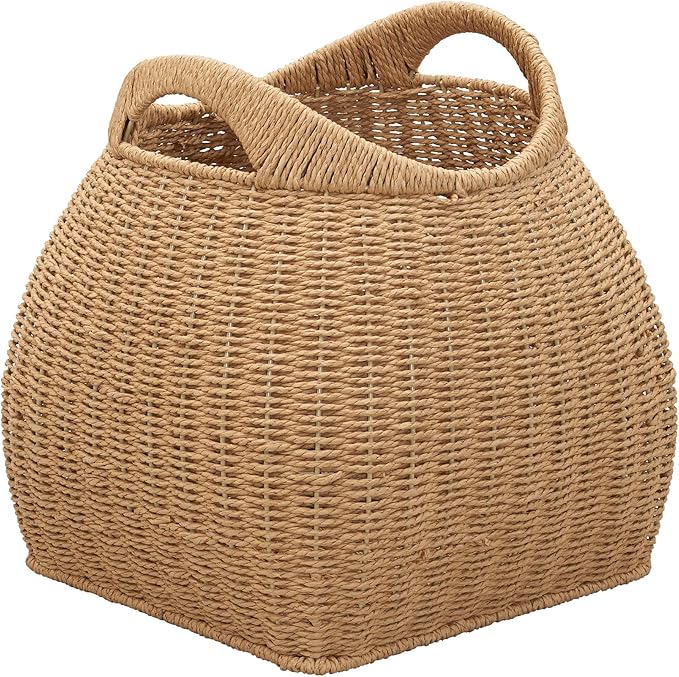 Household Essentials Paper Rope Basket with Handles, Natural