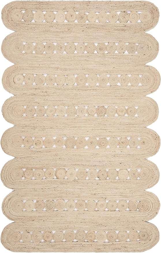 SAFAVIEH Natural Fiber Collection Accent Rug - 4' x 6', Ivory, Handmade Farmhouse Braided Woven Jute, Ideal for High Traffic Areas in Entryway, Living Room, Bedroom (NF365A)