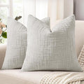 decorUhome Light Grey Chenille Euro Sham Throw Pillow Covers 26x26 Set of 2 Textured Soft Cozy Slubby Couch Pillow Covers Modern Farmhouse Boho Decorative Pillow Cases for Bed Sofa Living Room
