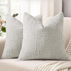 decorUhome Light Grey Chenille Throw Pillow Covers 20x20 Set of 2 Textured Soft Cozy Slubby Couch Pillow Covers Modern Farmhouse Boho Decorative Pillow Cases for Bed Sofa Living Room