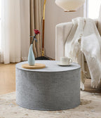 Large 22" Sturdy Ottoman Pouf for Living Room, Bedroom, Playroom, High Density Foam Filling Footrest, Side Table, Extra Seating Home College Dorm Décor Extra Firm (Gray)
