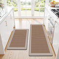 Kitchen Mats, 2PCS Kitchen Rugs for Floor, Cushioned Anti-Fatigue Mats for Kitchen Floor, Non-Slip Standing Desk Mat for Sink, Home, Laundry & Office, 17.3"x30"+17.3"x47" (Khaki)