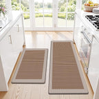 Kitchen Mats, 2PCS Kitchen Rugs for Floor, Cushioned Anti-Fatigue Mats for Kitchen Floor, Non-Slip Standing Desk Mat for Sink, Home, Laundry & Office, 17.3"x30"+17.3"x47" (Khaki)