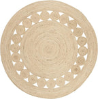 SAFAVIEH Area Rug 8' Round - Natural Fiber Collection - Large - Ivory, Handmade Jute, Boho Farmhouse Braided Design (NF364B)