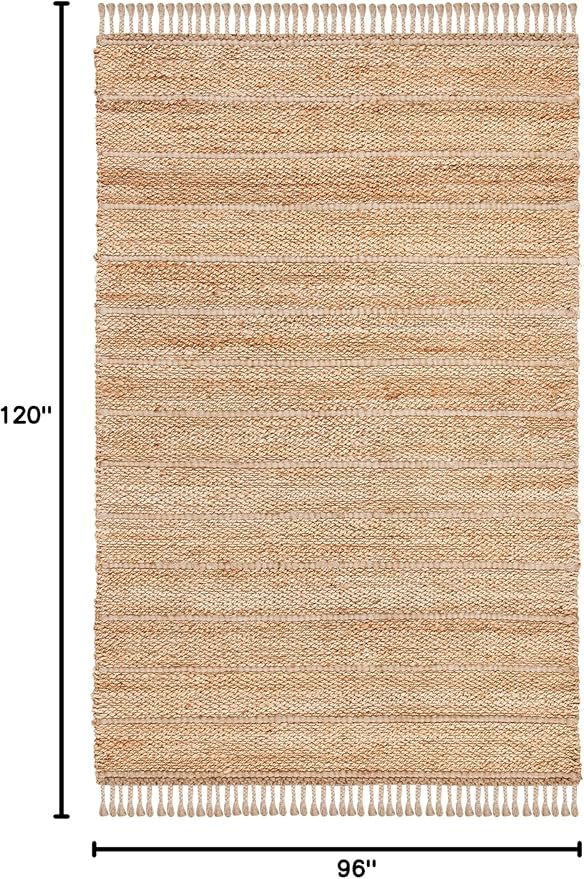SAFAVIEH Area Rug 8x10 - Natural Fiber Collection - Large - Natural & Light Grey, Handmade Jute, Ideal for Living Room, Bedroom, Dining Space (NF550A)