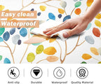weesire Anti Fatigue Mats for Kitchen Floor Boho Kitchen Rugs Colorful Floral Leaves Memory Foam Cushioned Non-Slip Waterproof Kitchen Mat PVC Kitchen Rug Set, 17.3x28+17.3x47 inches, Laundry, Yellow