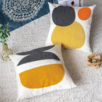 Square Bohemian Decorative Pillow Cover, Abstract Cotton Hand Woven Throw Pillowcase for Boho Bedroom Living Room, Modern Decor Home Cushion Sham 18x18, 1PC(Black Mustard)