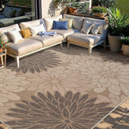 Easy Jute Rug 8x10 Floral Outdoor Rug Washable Area Rugs for Living Room Bedroom Non Slip Neutral Farmhouse Indoor Outdoor Carpet for Backyard Patio Office