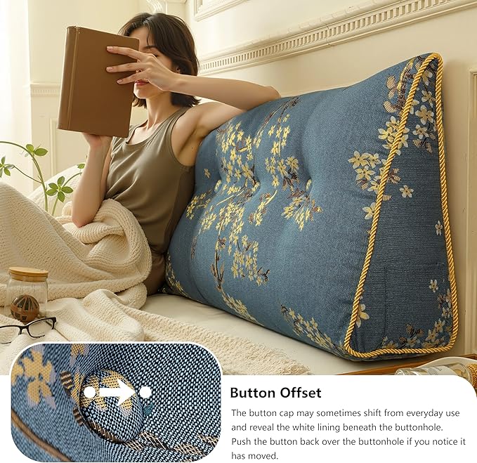 WOWMAX Headboard Pillow – King Size Reading Wedge Backrest for Bed, Handmade Firm Support Bolster Cushion with Removable Cover, Premium Bed Rest Pillow