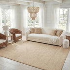 SAFAVIEH Area Rug 8x10 - Natural Fiber Collection - Large - Maize & Linen Color, Sisal, Woven Design with Border (NF141B)