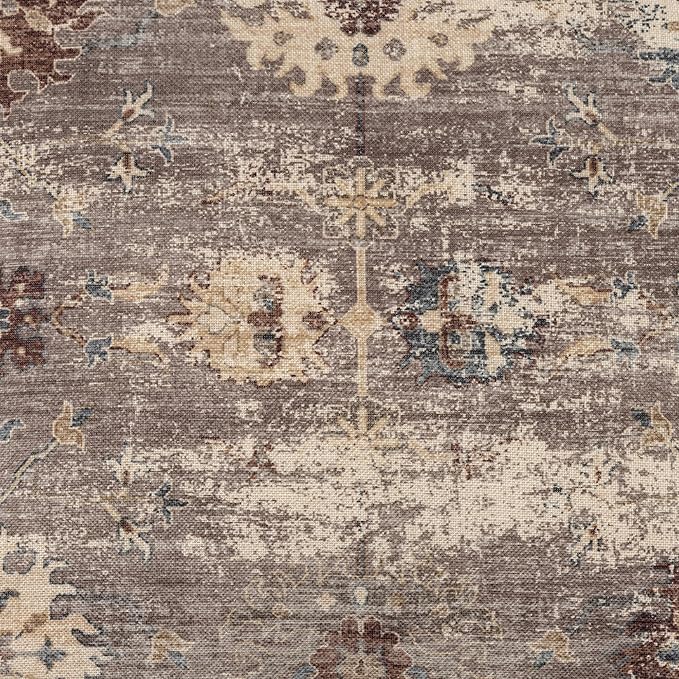 L. R. Resources, Inc. LR Home Vintage Floral Square Indoor Medium Pouf Ottoman, Taupe | Power-Loomed Polyester Foot Rest for Bedroom & Living Room Decor | 18 x 18 x 18 Filled Pouf for Seating