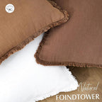 Foindtower Set of 2 Decorative Linen Fringe Throw Pillow Covers Boho Farmhouse Cushion Cover with Tassels Accent Pillowcase for Couch Bed Sofa Living Room Home Bedroom Decor, 12×24 Inch, Khaki Brown