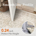 5x8 Washable Area Rug Beige Vintage Distressed Living Room Carpet for Office Oriental Soft Thin Indoor Retro Non Slip Low Pile Floor Cover for Ding Room Bedroom Laundry Dorm