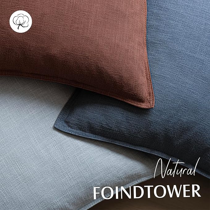 Foindtower Pack of 2, Decorative Linen Soild Throw Pillow Covers Soft Accent Lumbar Cushion Case Boho Farmhouse Pillowcase for Chair Couch Sofa Bedroom Living Room Home Decor 12 x 20 Inch Rust Red