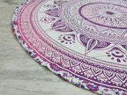 Round Beach Tapestry Turquoise Mandala Throw/Boho Hippie Beach Blanket Roundie/Indian Cotton Bohemian Large Round Table Cloth-Home Decor/Yoga Mat Meditation Picnic Rug (70", Pink)
