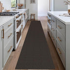 EARTHALL Washable Runner Rug 2x12 Ft Non Slip Runners for Hallways Long Cotton Rubber Backed Kitchen Runner Braided Indoor Floor Carpet Runners for Entryway, Hall, Kitchen, Taupe/Coffee