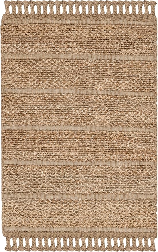 SAFAVIEH Natural Fiber Collection Accent Rug - 2' x 3', Natural & Light Grey, Handmade Tassel Jute, Ideal for High Traffic Areas in Entryway, Living Room, Bedroom (NF550A)