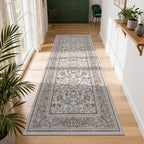 GarveeHome Runner Rugs 2x6 Kitchen Runner Rug Non Slip Washable Runners for Hallways, Boho Vintage Rugs with Rubber Backing Low-Pile Indoor Carpet for Entryway Bedroom Beige Pink