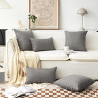 Home Brilliant Couch Pillow Covers Linen Square Throw Pillow Cases Cushion Covers for Bed, 18 x 18, Dark Grey, 4 Pack