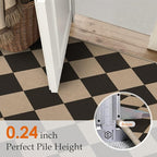 3x5 Checkered Easy Jute Outdoor Patio Rug Washable Area Rugs for Living Room Entryway Diamond Indoor Outdoor Mat Farmhouse Neutral Non Slip Black Door Carpet for Backyard Bedroom