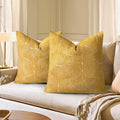 AELS Boho Decorative Textured Throw Pillow Covers 22x22, Organic Modern Mid Century Rainbow Tufted Pillow Case, Farmhouse Rustic Geometric Woven Cushion Case for Bed Couch Sofa, Mustard Yellow