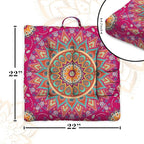 Mandala Meditation Cushion, Boho Meditation Mat, Meditation Pillows for Sitting on Floor, Cushions for Sitting in Home and Outdoor, Square Floor Pillow Cushion Seating for Yoga Accessories 22'' X 22''