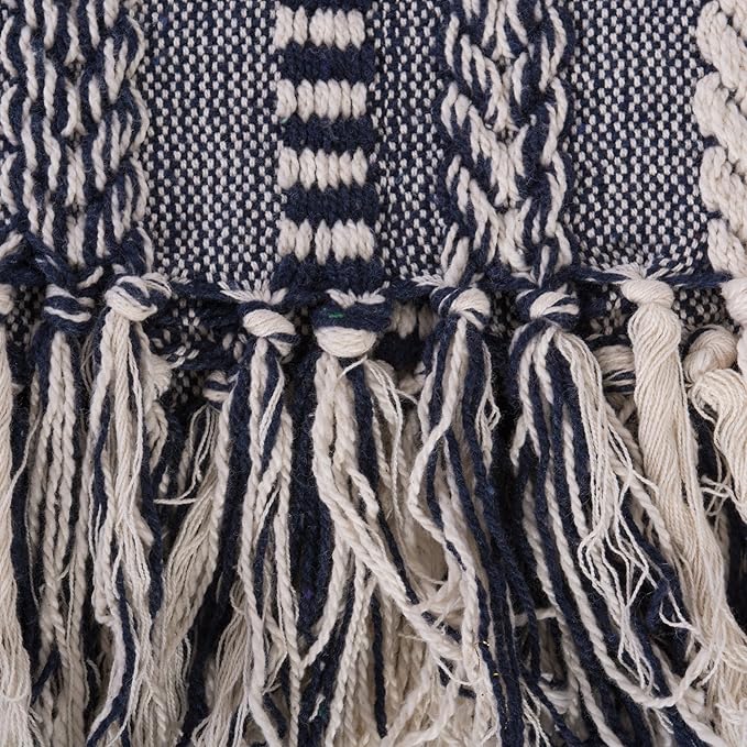 DII Braided Striped Decorative Throw Blanket, 50x60, Navy