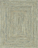 Unique Loom Braided Chindi Collection Casual Modern Blue/Tan Area Rug (10' 0 x 13' 0)