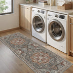 Washable Runner Rug 2x6 Runners for Hallways, Ultra-Thin Carpet Runners for Entryway Anti Slip Backing Runner Rugs for Kitchen Laundry Room Indoor Hallway (Grey/Brown/Tan)