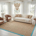SAFAVIEH Area Rug 8x10 - Natural Fiber Collection - Large - Natural & Turquoise, Seagrass, Basketweave Pattern (NF114S)