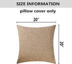 Home Brilliant Linen Throw Pillow Cover 20x20 Decorative Pillow Cover Beige for Couch Sofa Cushion Cover, 20x20 inch (50cm), Natural Linen