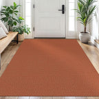 EARTHALL Woven Area Rug 4x6 Ft Washable Rugs for Entryway Non Slip Braided Throw Rugs Bedroom Carpet Cotton Entry Rug Cotton Floor Carpets for Bedroom Dining Room Living Room, Rustic Orange/Tan