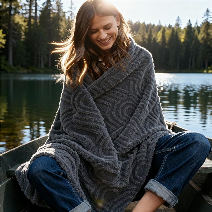 Bedsure GentleSoft Twin Blanket for Bed - Cozy Soft Blankets for Women, Cute Small Fleece Throws for Girls, Graduation Decorations Gift for Her Him School Dorm, Grey, 60x80 Inches